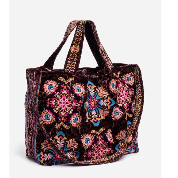 Johnny Was Velvet Tote Bag, NEW, Misty Leopard - Picture 4 of 5